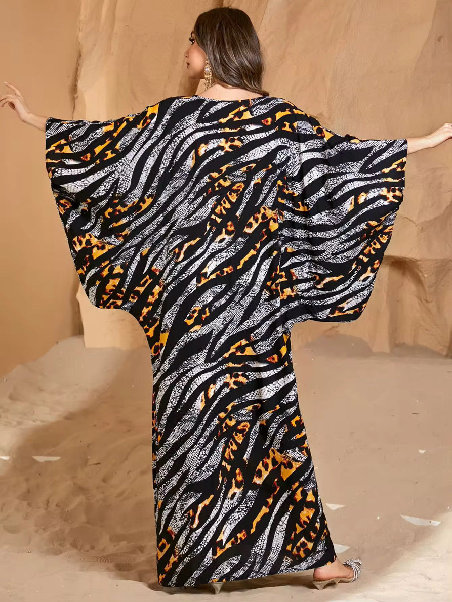 Desert Mirage Boho Kaftan – Free Size, Mixed Fabric