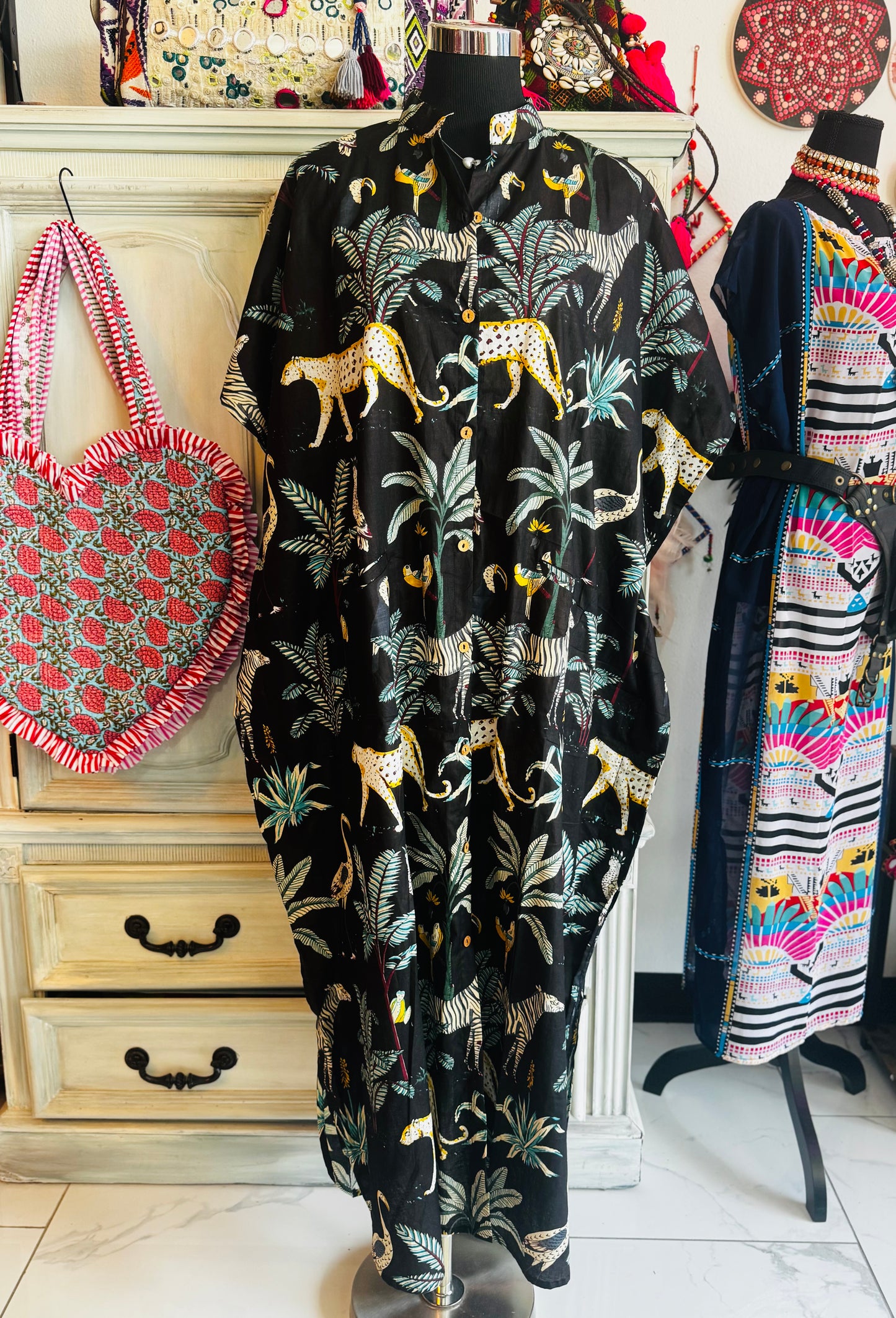 Midnight Jungle | Handmade Hand Block Printed Cotton Dress