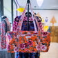 Pink Roses Quilted Duffel Bag – Handmade Floral Block Print Weekender Bag with Unicorn Lining