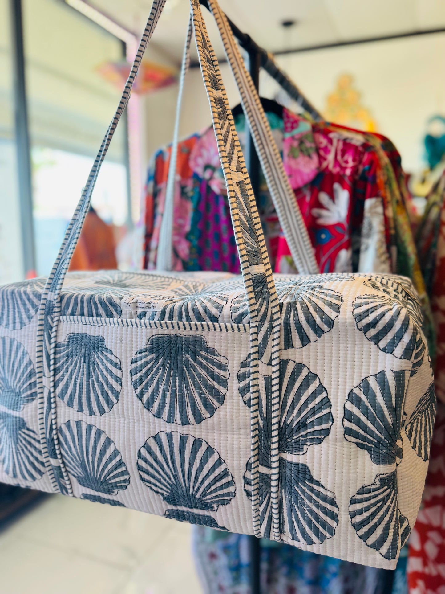 Handmade Quilted Weekender Bag – Travel Duffel - Shells