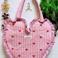 Heart Quilted Tote- Hearts - Pink - Zipper - Pocket