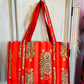 Scarlet Safari Tote – Handmade Quilted Cotton Bag | Orange Tiger Print Carryall