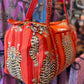 Handmade Quilted Weekender Bag – Tiger Print Travel Duffel – Orange