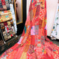 Silk Patchwork Kantha Quilt - Red- Handmade | Silk | Cotton | Queen | King