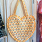 Golden Bloom Heart Tote – Handmade Quilted Cotton Bag with Zipper & Frill Detail | Spring Gift