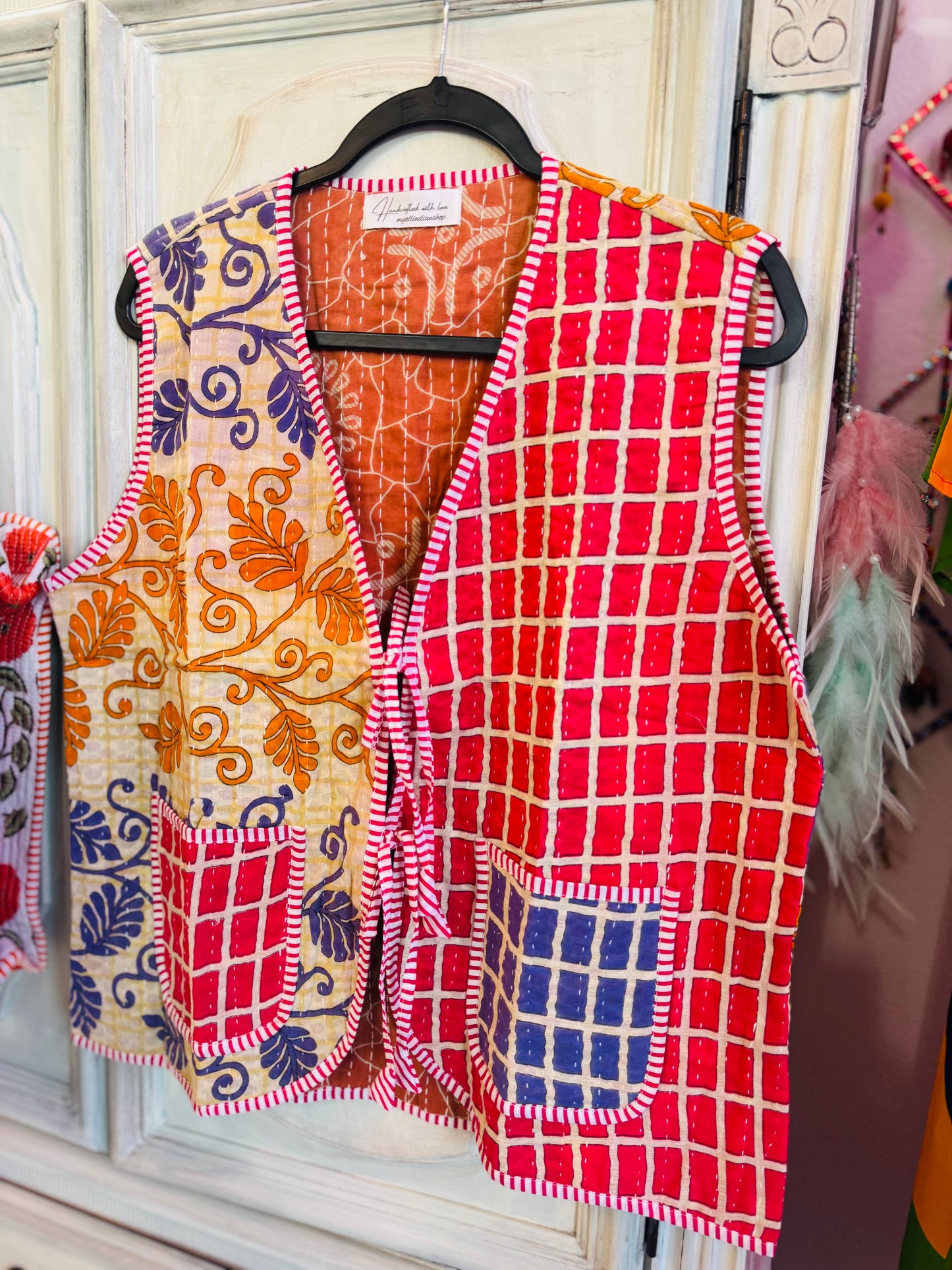 Handmade Reversible Kantha Vest – Firefly | 100% Cotton Jacket