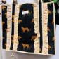 Black Cheetah Silhouette Reversible Quilted Tote Bag | Gold Cheetah Hand Block Print Ruffle Tote