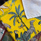 Jungle Print- Yellow- Handblock Printed Kantha Quilt | Cotton | Handmade