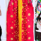 Sunrise Bloom – Handmade Kantha Cotton Pants | Wide Leg Boho Trousers | Pockets