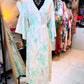 Mint Whisper – Handmade Cotton Wrap Midi Dress with Belt & Pockets (Medium) | Soft Boho Summer Dress