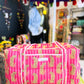 Hot Pink Leopard Print Quilted Duffel Bag – Handmade Animal Print Weekender Cotton Travel Bag