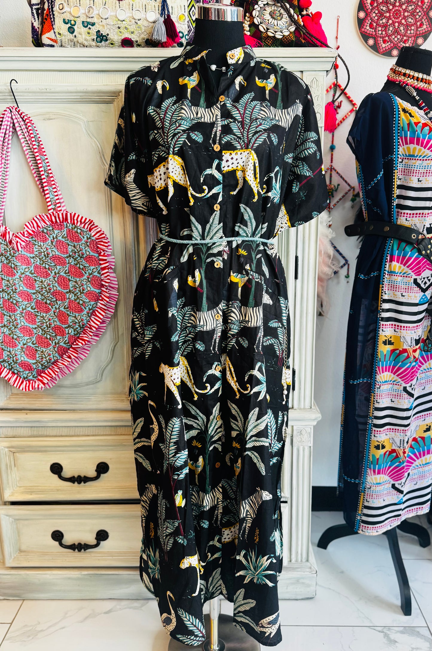 Midnight Jungle | Handmade Hand Block Printed Cotton Dress