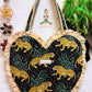 Heart Quilted Tote- cheetah - Zipper - Pocket