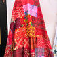Silk Patchwork Kantha Quilt - Red- Handmade | Silk | Cotton | Queen | King