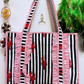 Red Lobster Print Reversible Quilted Tote Bag | Coastal Catch Hand Block Print Ruffle Tote