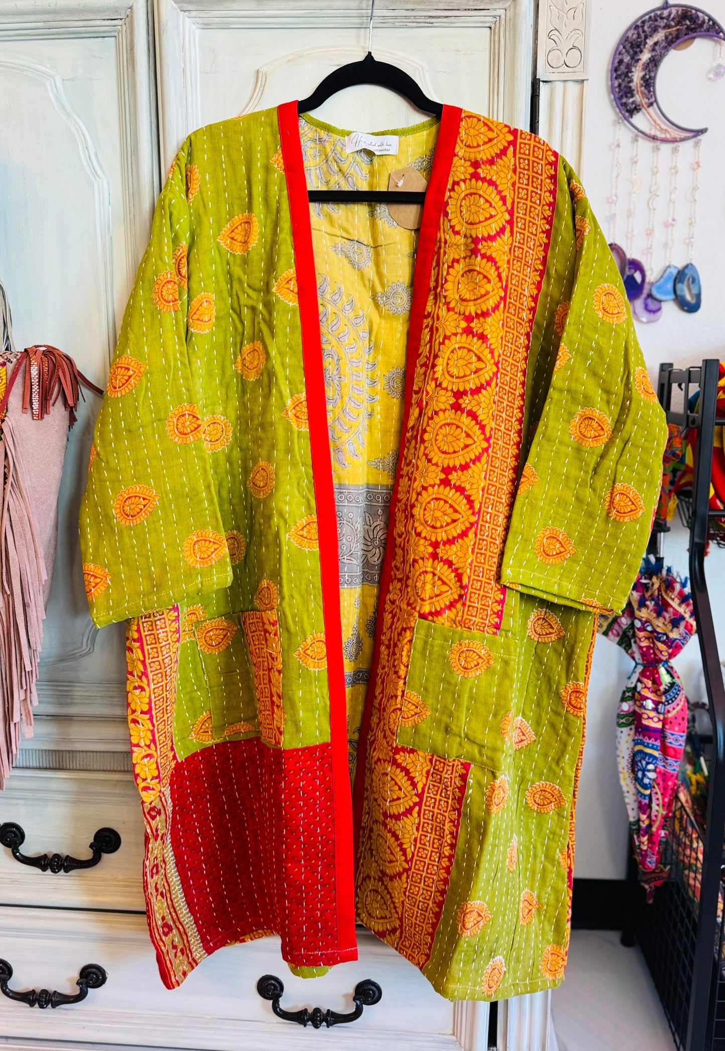 Green Kantha Kimono