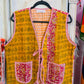 Handmade Reversible Kantha Vest – Saffron | 100% Cotton Jacket