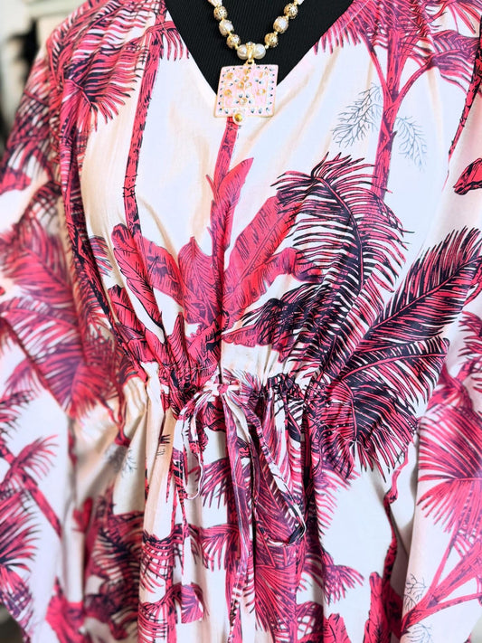 Handblock Cotton Kaftan-PalmTrees