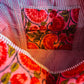 Red Floral Quilted Duffel Bag – Handmade Block Print Weekender Travel Bag
