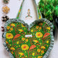 Heart-Shaped Quilted Tote Bag | Hand Block-Printed 100% Cotton | Handmade Zipper Tote