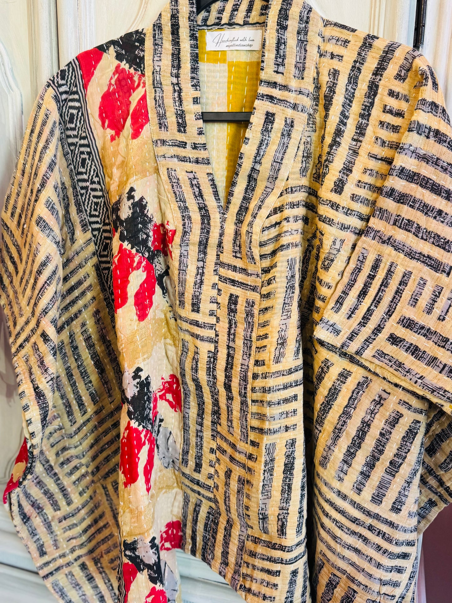 Handmade Kantha Poncho – Earth Rhythm | Unisex | 100% Cotton Boho Top