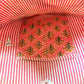 Heart Quilted Tote- Orange Flowers - Zipper - Pocket