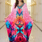 Pink Geometric Luxe Kaftan – Soft, Flowing, One-Size Resort Wear