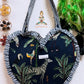 Heart Quilted Tote- Jungle Print- Navy Blue - Zipper - Pocket