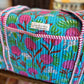 Handmade Quilted Weekender Bag – Blue Floral Print Travel Duffel