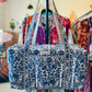 Handmade Quilted Weekender Bag – Travel Duffel - Blue Botanicals
