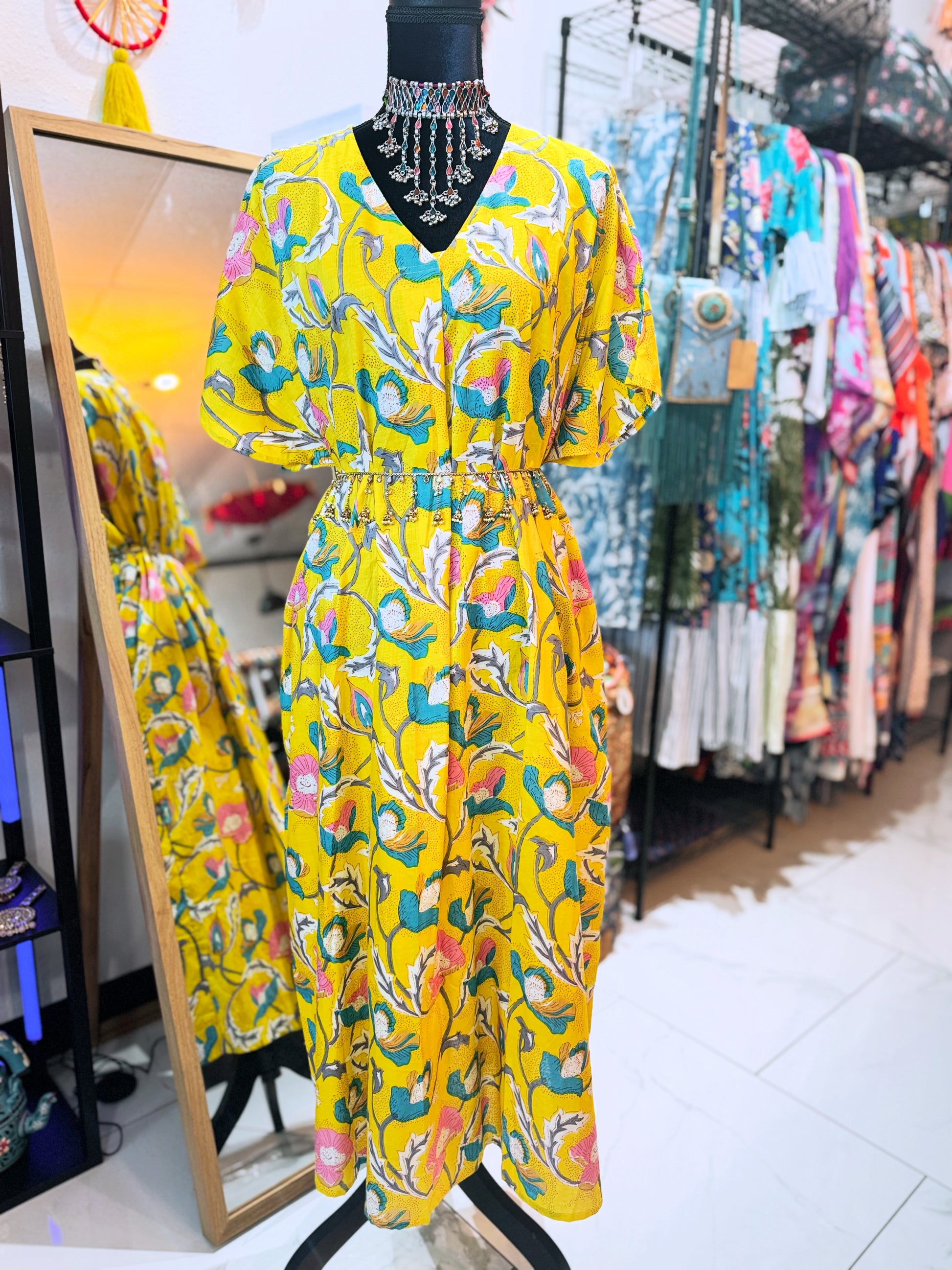 Sunlit Garden Bloom - Handmade Cotton Floral Dress