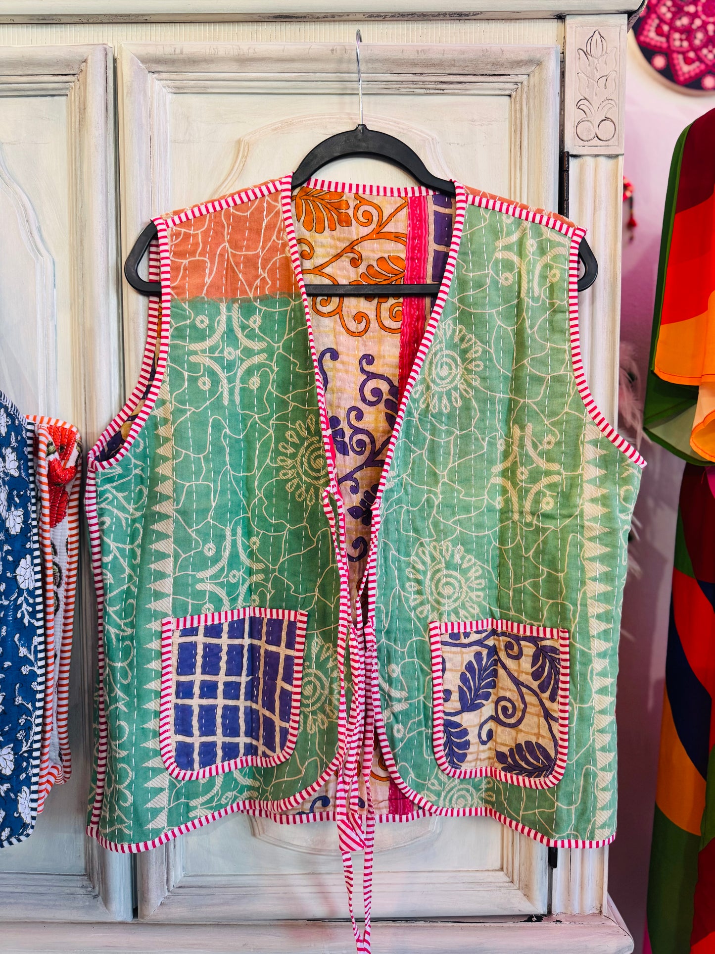 Handmade Reversible Kantha Vest – Firefly | 100% Cotton Jacket