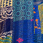 Silk Patchwork Kantha - Blue- Queen/ King