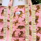 Baby Pink Tiger Print Reversible Quilted Tote Bag | Bengal Blush Hand Block Print Ruffle Tote