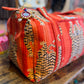 Handmade Quilted Weekender Bag – Tiger Print Travel Duffel – Orange