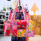 Red & Pink Patchwork Quilted Duffel Bag – Handmade Floral Bird Print Weekender Bag
