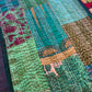 Silk Patchwork Kantha - Green-Queen/ King