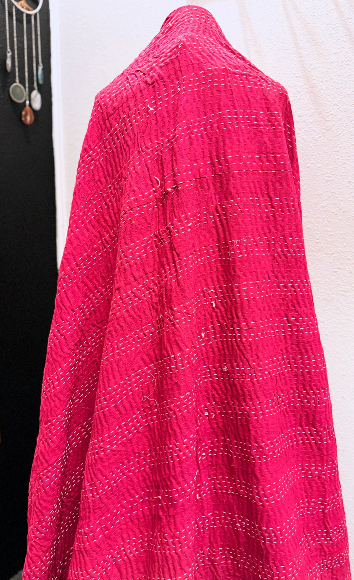 Silk Patchwork Kantha Quilt - Pink- Handmade | Silk | Cotton | Queen | King