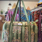 Handmade Quilted Weekender Bag – Tiger Print Travel Duffel - Green