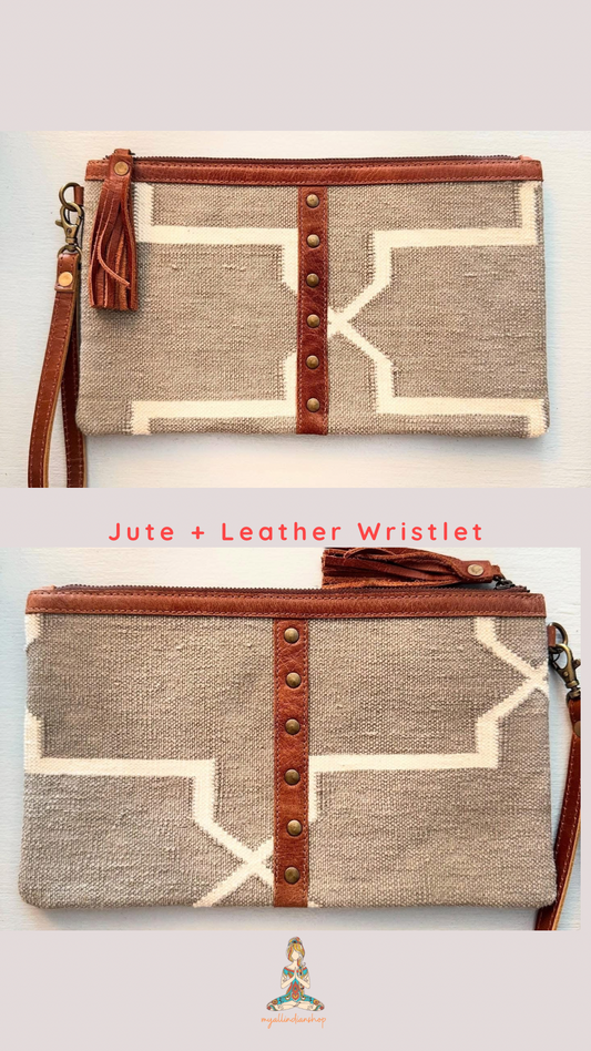 Jute + Leather Wristlet