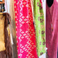 Pink & Olive Bloom – Handmade Kantha Cotton Pants | Wide Leg Boho Trousers