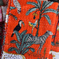 Jungle Print- Orange- Handblock Printed Kantha Quilt | Cotton | Handmade
