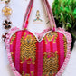 Heart Quilted Tote- Tiger- Pink - Zipper - Pocket
