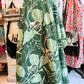 Sage Green Leaf Print Kantha Quilt | Cotton Lightweight Blanket | Throw/Twin Size
