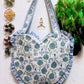 Heart-Shaped Quilted Tote Bag | Hand Block-Printed 100% Cotton | Handmade Zipper Tote