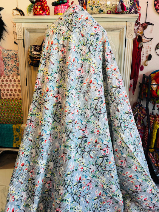 Peacock Garden – Handblock Printed Kantha Quilt – 100% Cotton | Handmade
