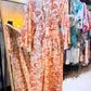 Coral Muse – Handmade Cotton Dress with Belt & Pockets (Medium) | Coastal Statement Dress