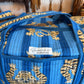 Handmade Quilted Weekender Bag – Tiger Print Travel Duffel – Blue