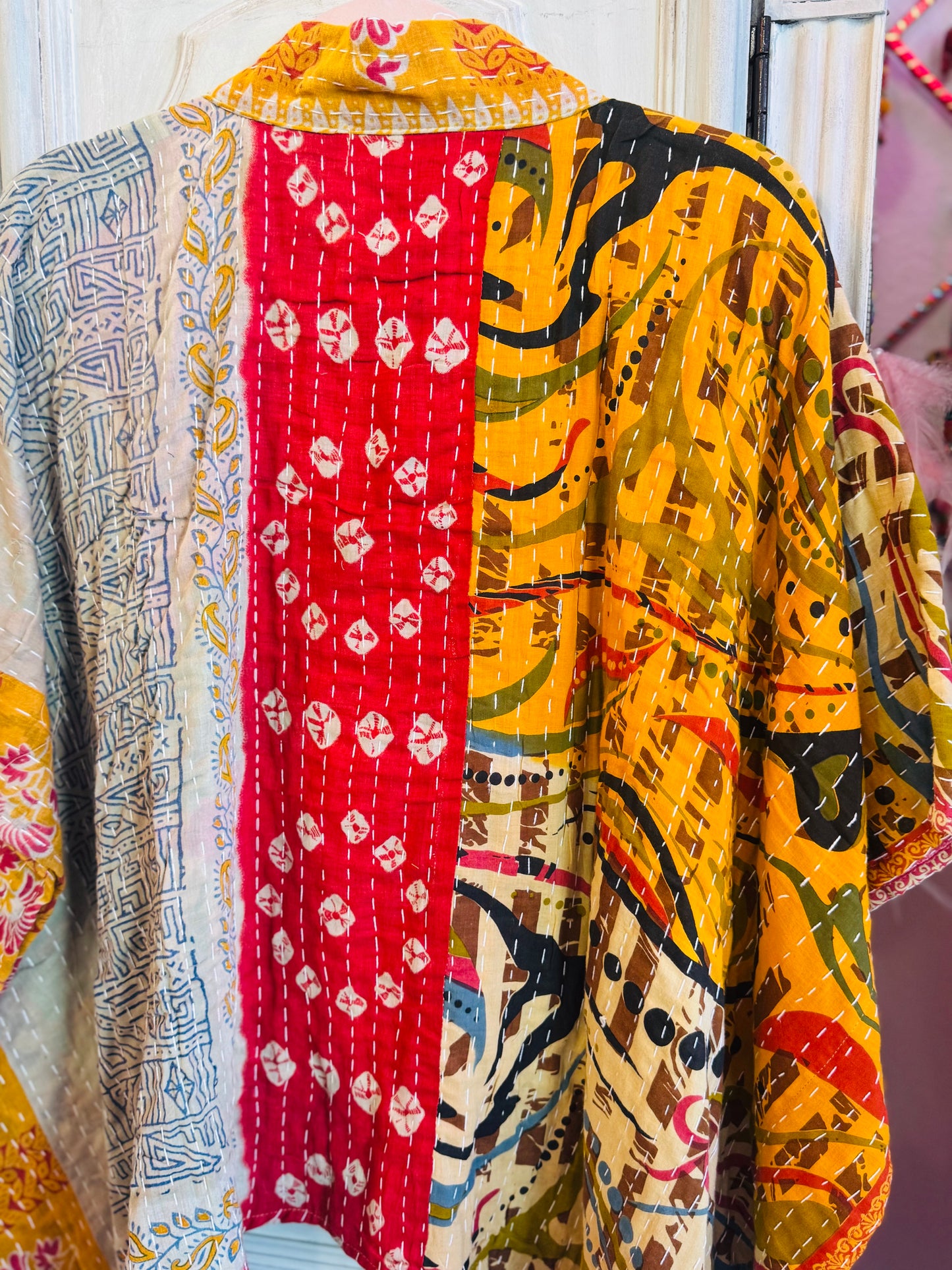 Handmade Kantha Poncho – Desert Muse | Unisex | 100% Cotton Boho Top