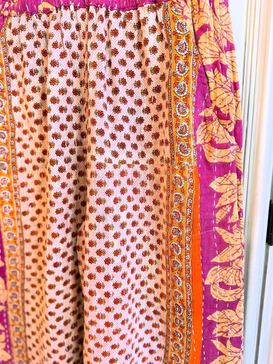 Polka & Paisley – Handmade Kantha Cotton Pants | Wide Leg Boho Trousers
